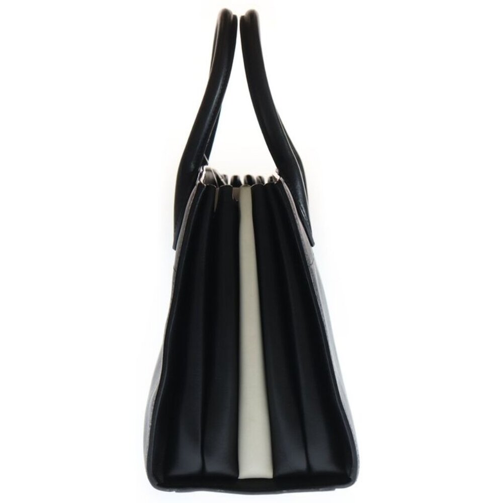 Prada Bibliotheque Handbag Tote Bicolor Black White Sapphire Leather - Picture 3 of 6
